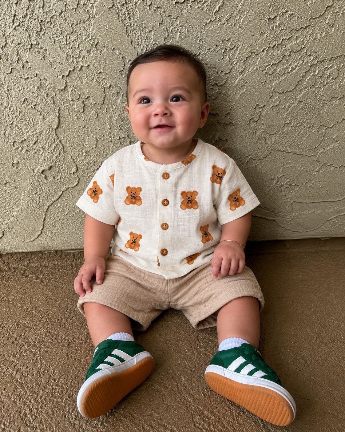 Baby Teddy Bear Muslin Shirt & Shorts Set
