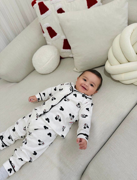 Baby Character Print Pajama Set - White
