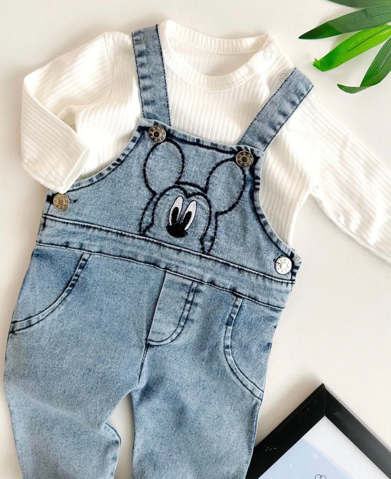 Baby Mouse Character Denim Dungaree Set