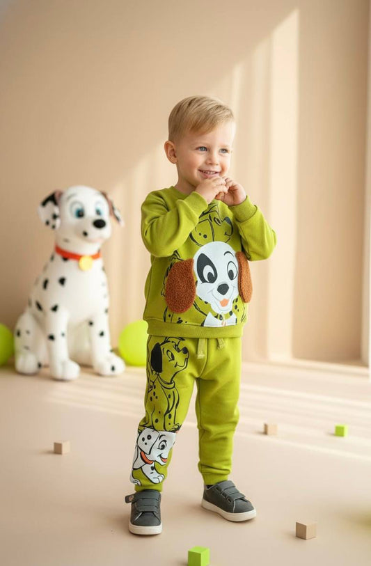 Dalmatian Dog Print Kids Tracksuit Set