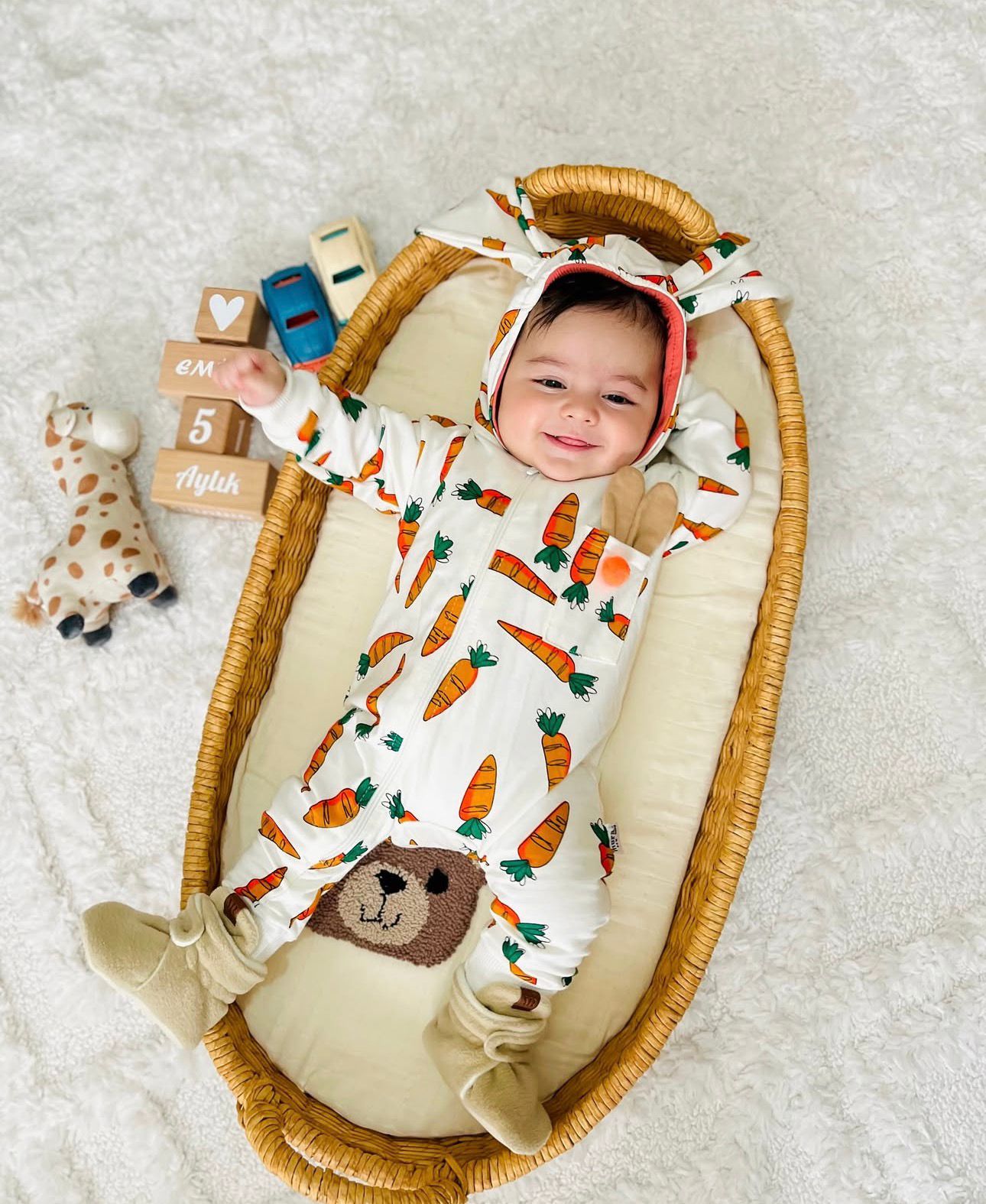 Carrot Bunny Romper with Ears