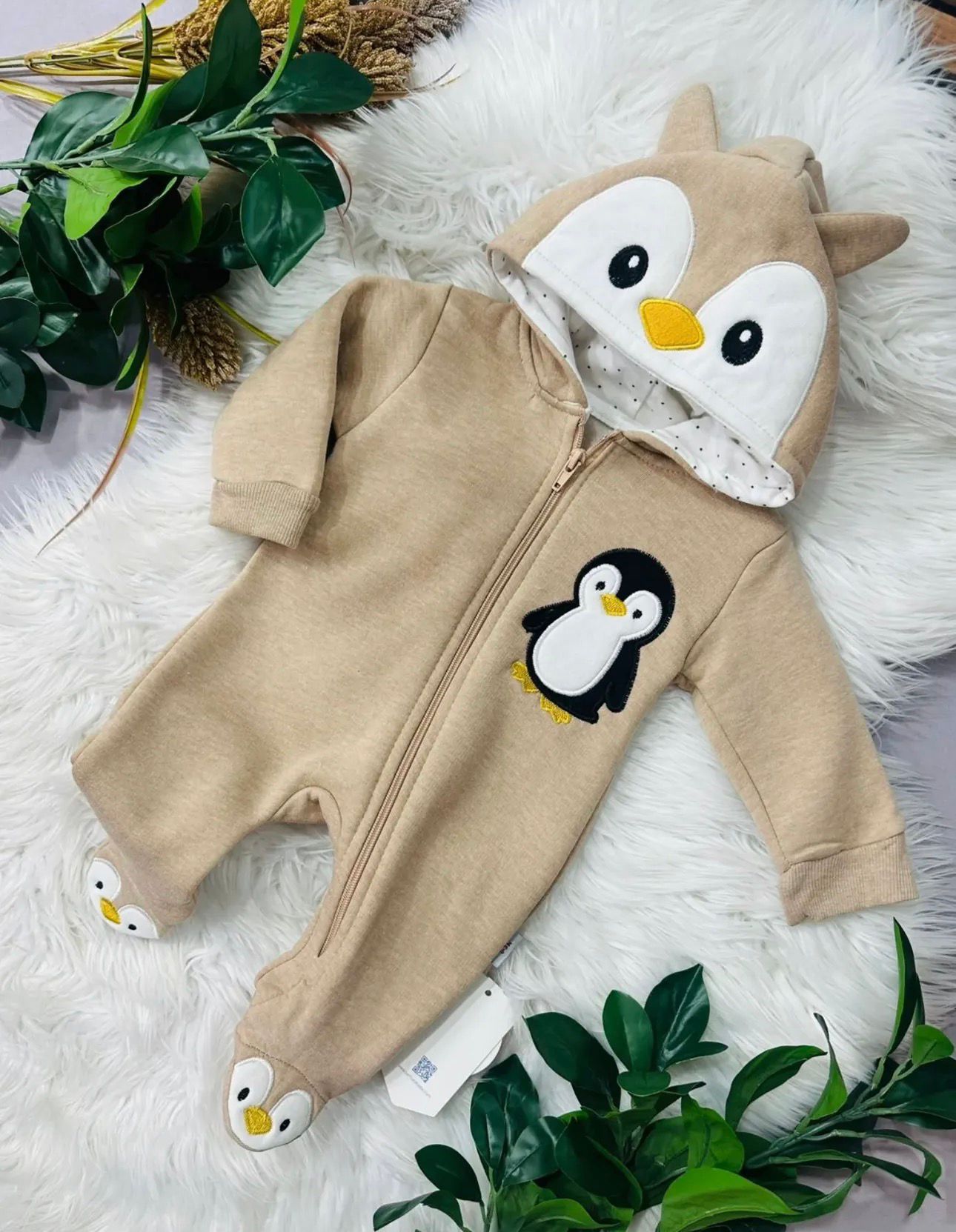 Penguin Baby Romper - Hooded Jumpsuit