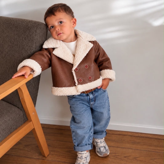 Baby & Toddler Teddy-Trim Jacket and Jeans Set