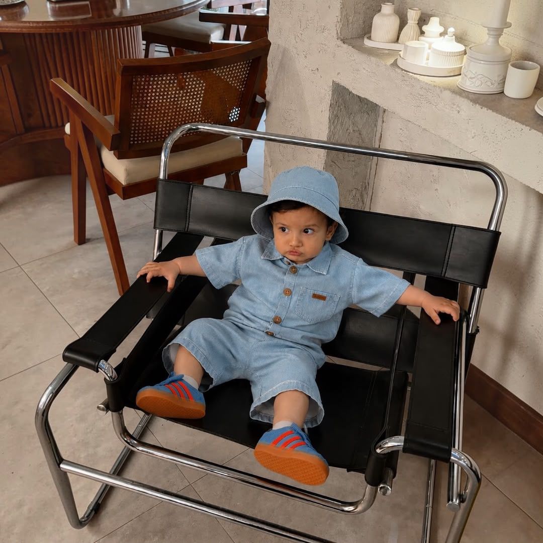 Baby Boys 3-Piece Denim Set – Short Sleeve Shirt, Shorts & Bucket Hat