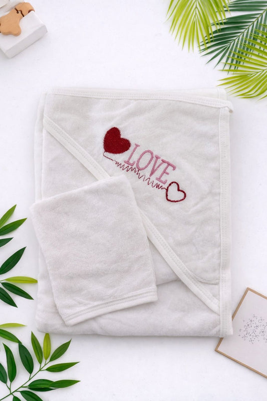 Baby Hooded Towel Collection - Soft Cotton Bath Towel with Embroidered Designs