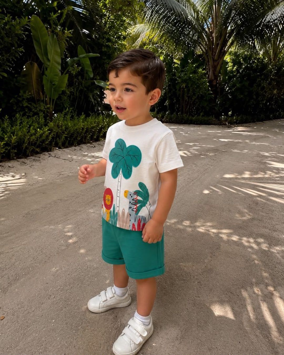 Boys Safari Animal T-Shirt & Shorts Set – Jungle Summer Outfit