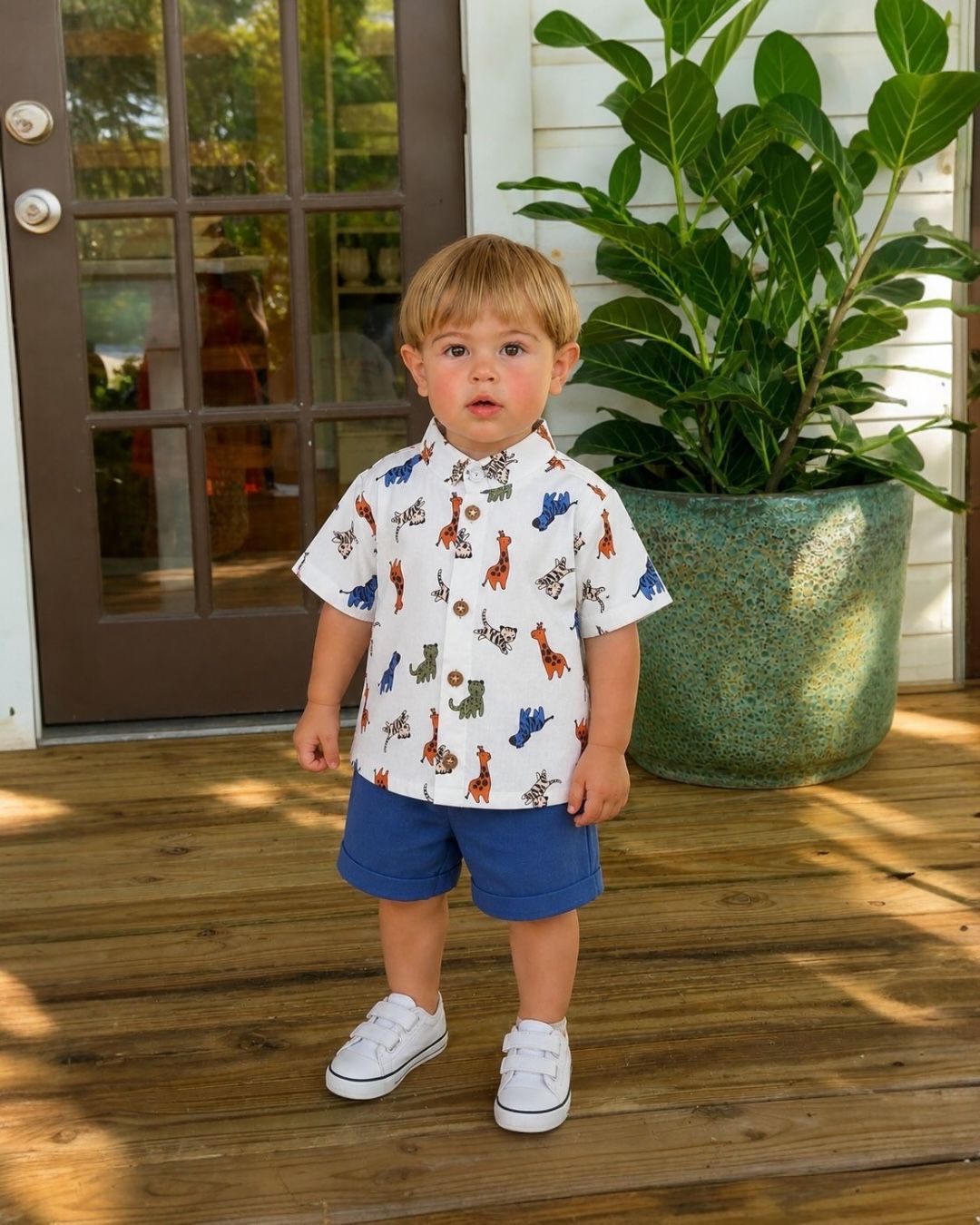 Safari Animals Baby Two-Piece Set | Shirt and Shorts