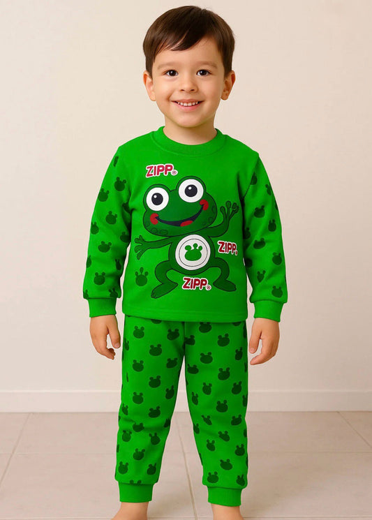 Green Frog Kids Pajama Set - Fun Cotton Sleepwear