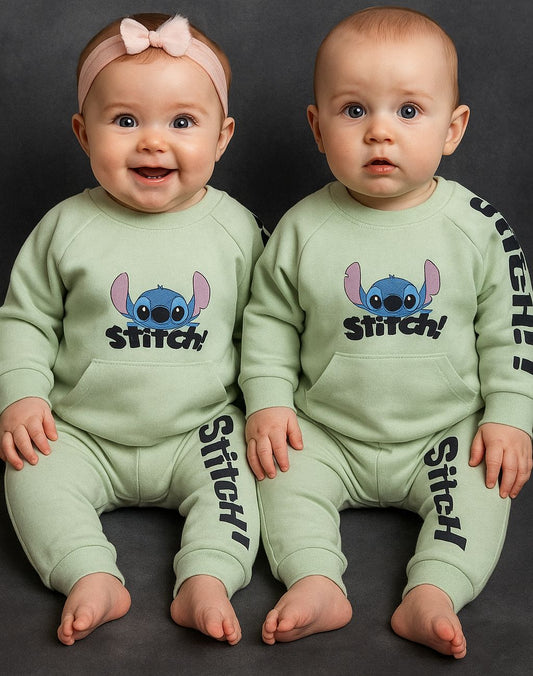 Baby Character Sweatshirt Set - 2 Piece Green Outfit
