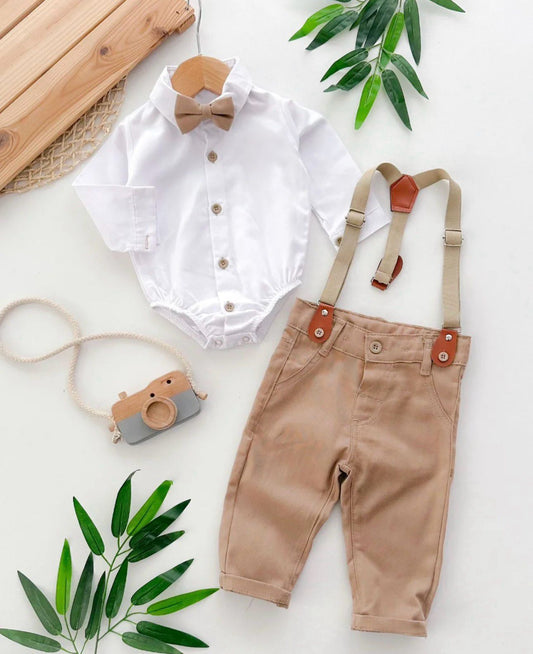 Baby Gentleman Outfit Set - Suspenders & Bow Tie 3 Piece