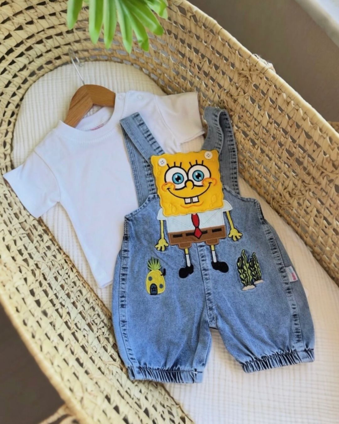SpongeBob Baby Denim Dungaree Set | T-Shirt & Overalls
