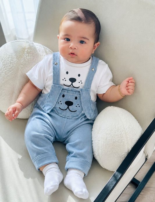 Baby Bear Denim Dungaree Set