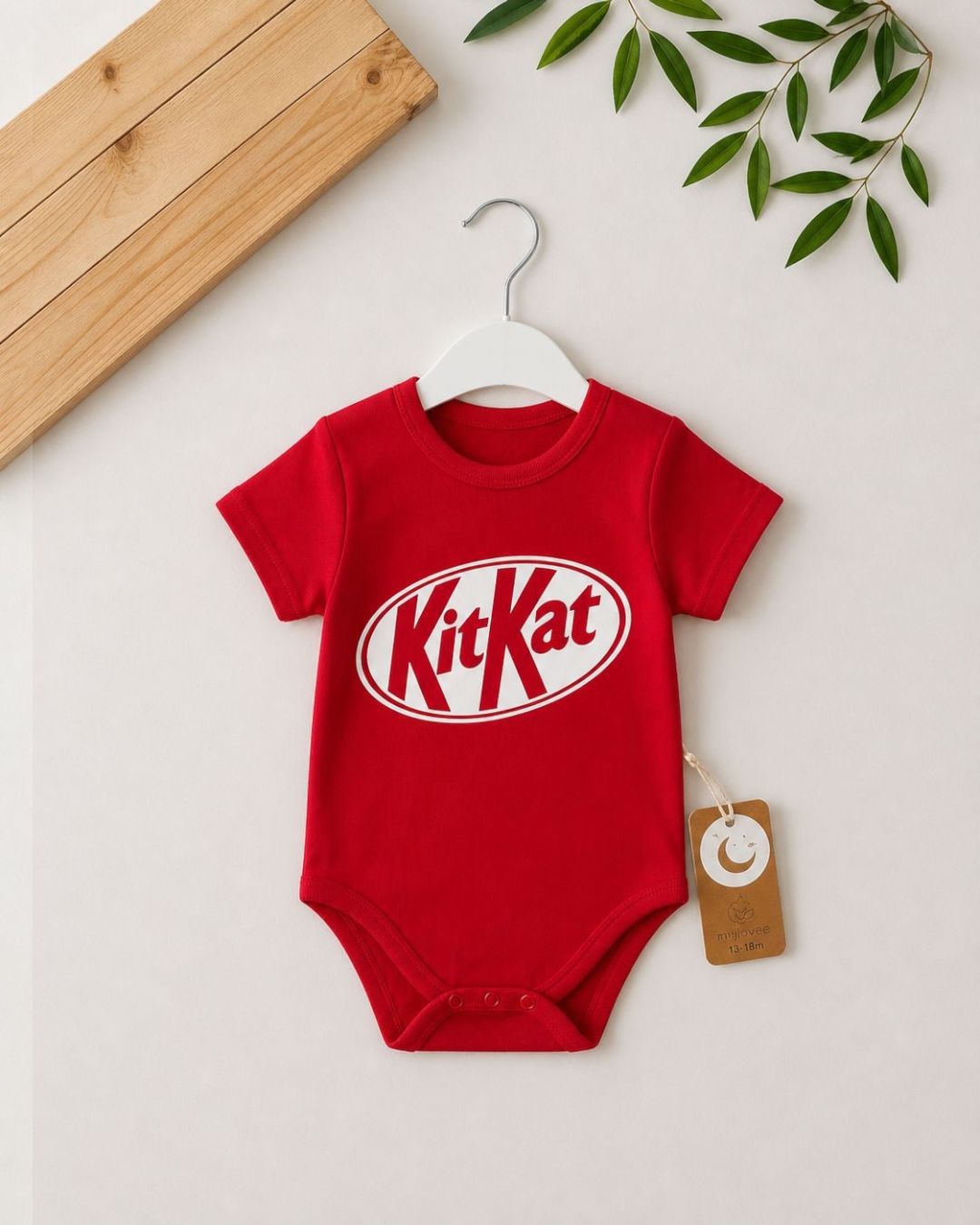 Red Logo Print Baby Short Sleeve Bodysuit | Short Sleeve Romper
