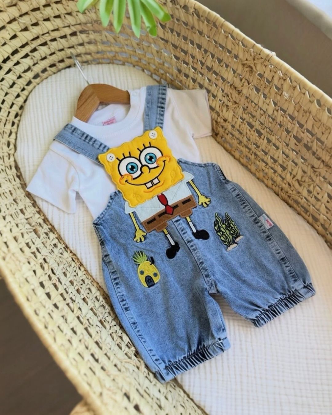 SpongeBob Baby Denim Dungaree Set | T-Shirt & Overalls