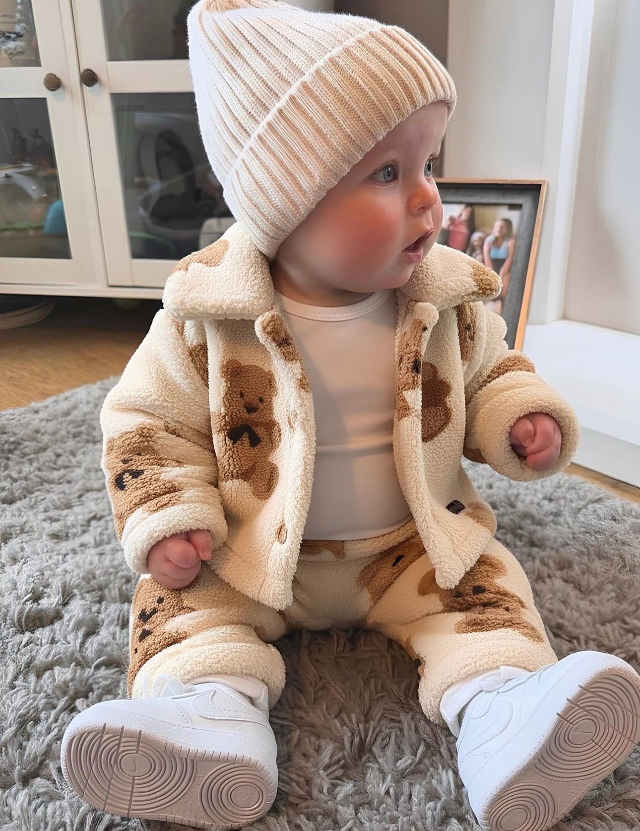 Bear Print Fleece Baby Set - Jacket & Pants