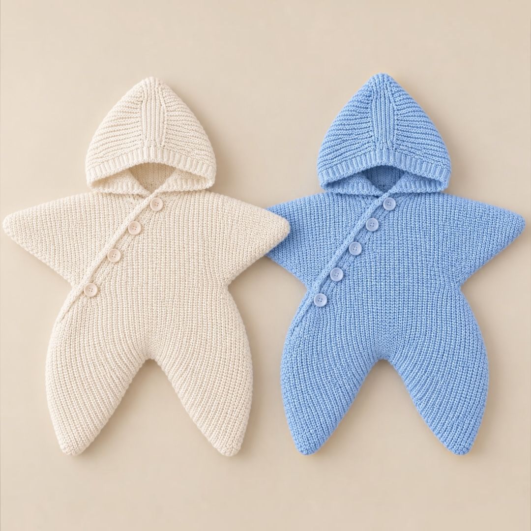 Baby Star Knit Romper - Both colors flat lay
