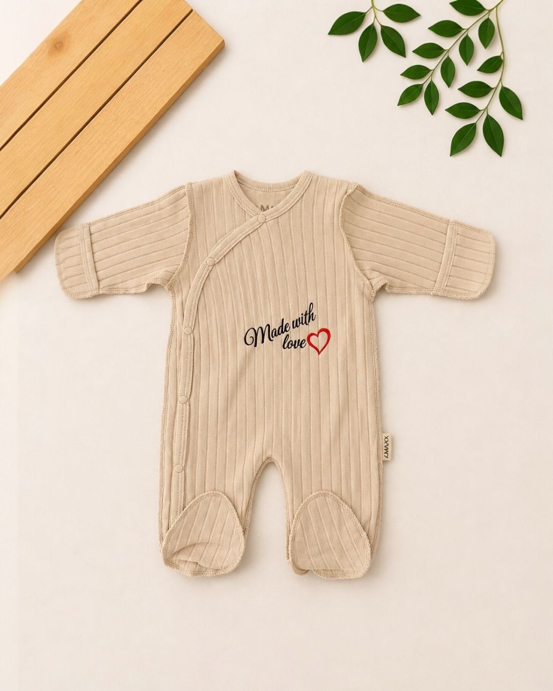 Made With Love Baby Ribbed Sleepsuit | Newborn Footie Romper