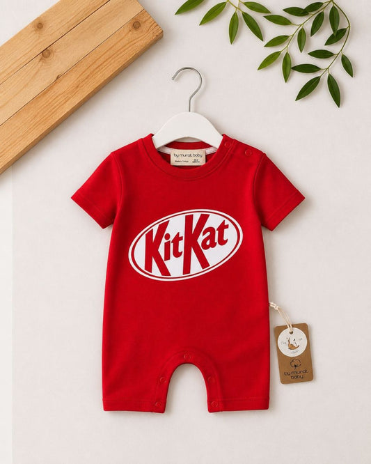 Red Logo Baby Short Sleeve Romper | Bold Print