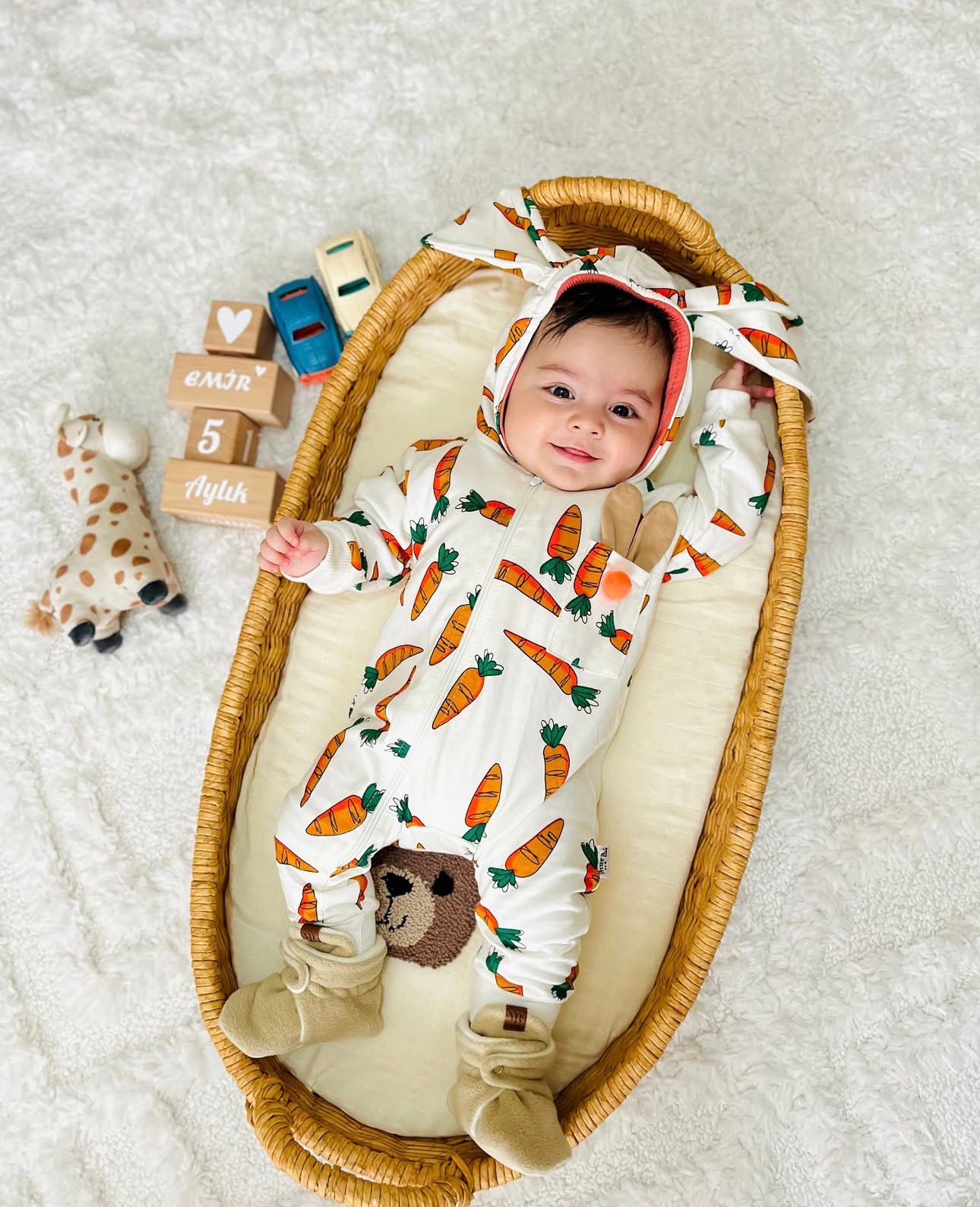 Carrot Bunny Romper with Ears