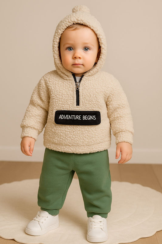 Adventure Begins Sherpa Set - Fleece Pullover & Pants