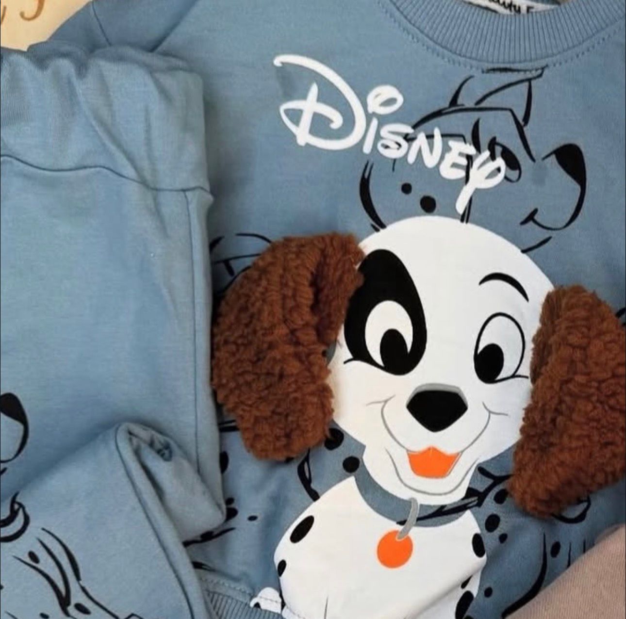 Baby-Sweatshirt-Set mit gepunktetem Welpenmotiv – 2-teilig mit 3D-Ohren