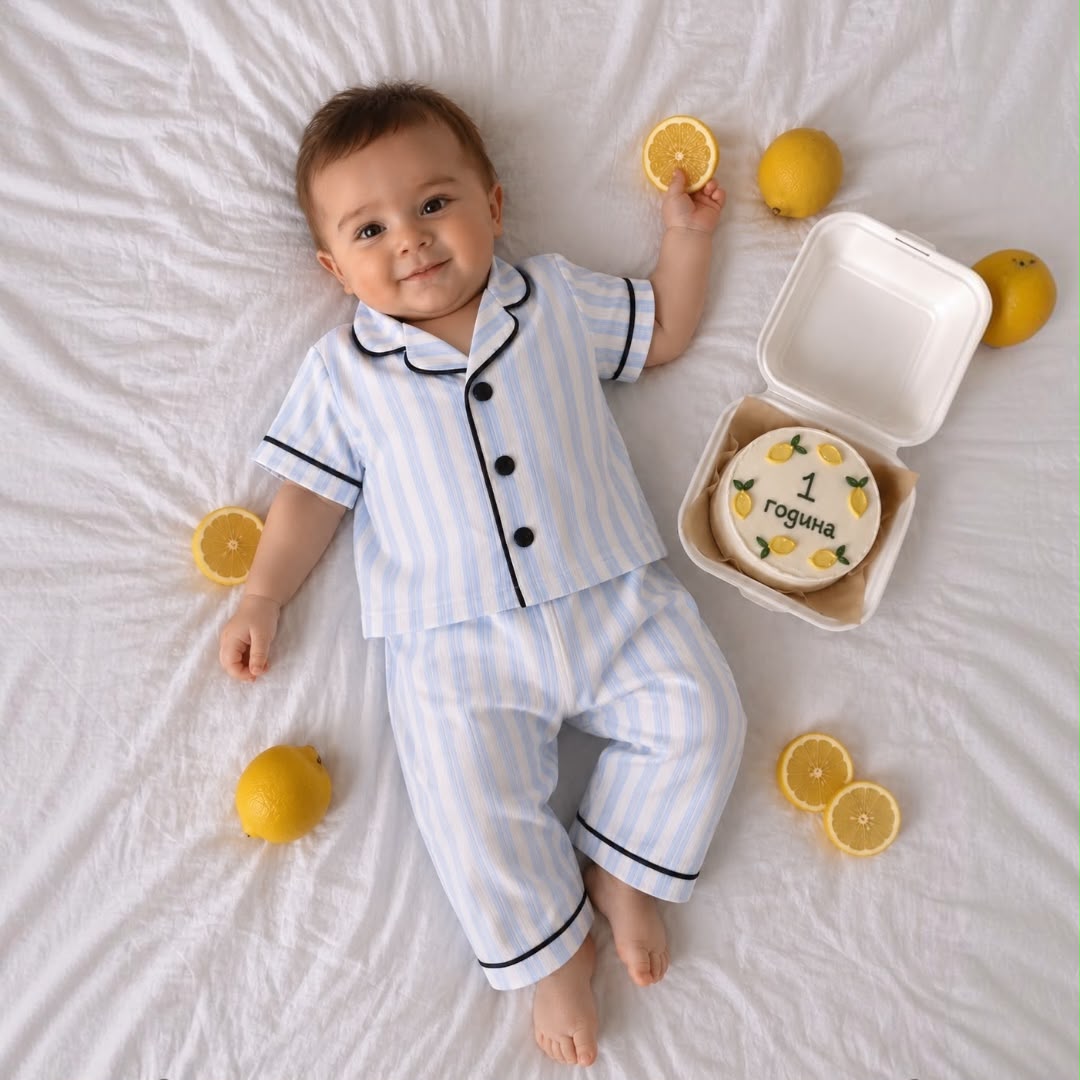 Blue Stripe Muslin Pajama Set