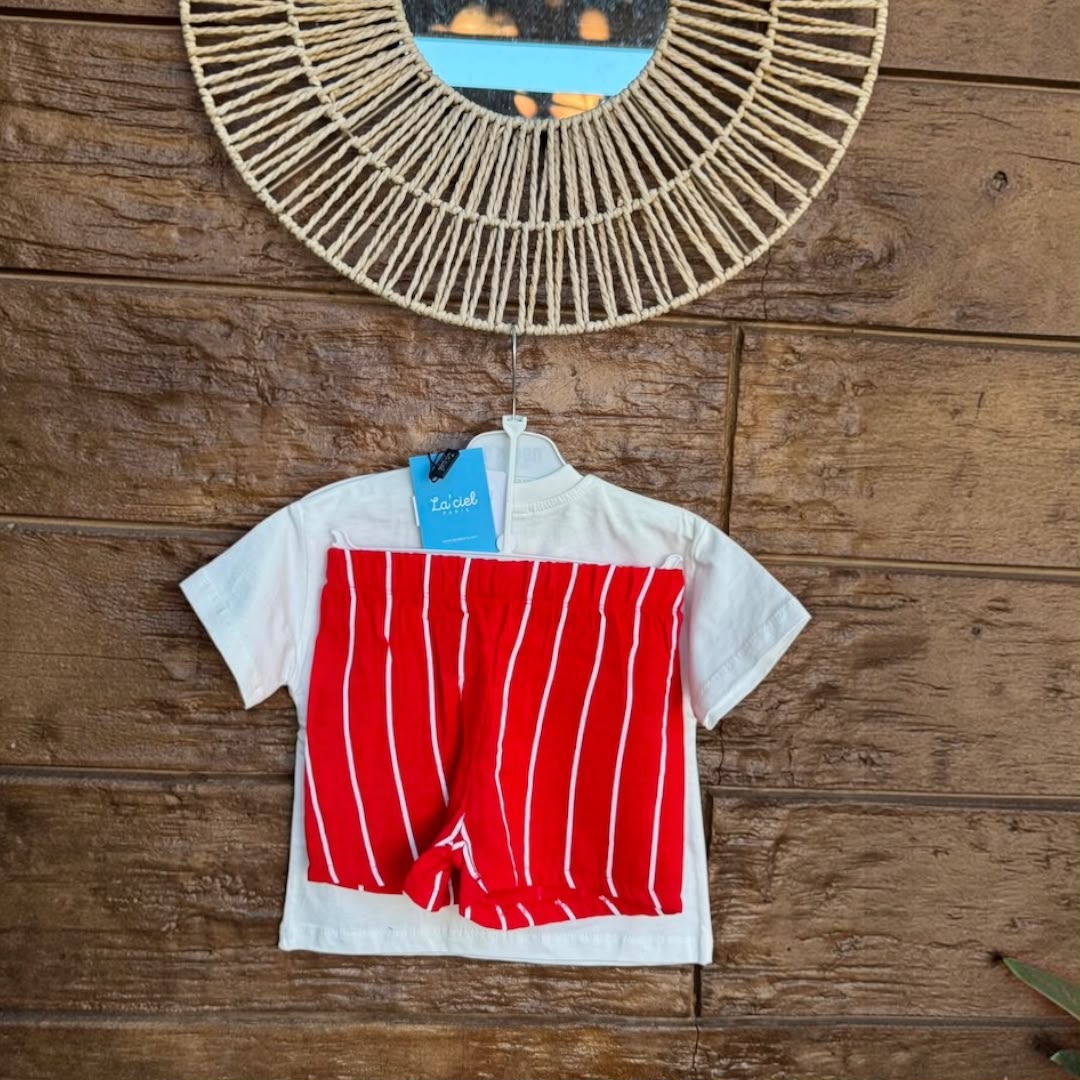 Pasta La Vista Baby! – Graphic Tee & Striped Shorts Set