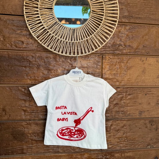 Pasta La Vista Baby! – Graphic Tee & Striped Shorts Set