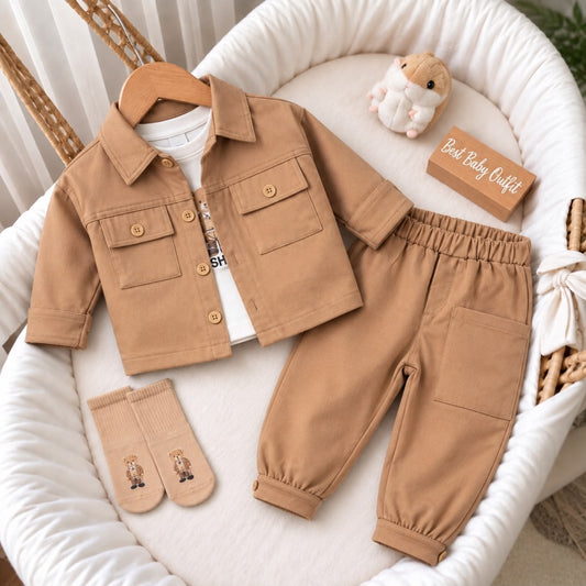 Brown Bear Baby 4-Piece Outfit Set