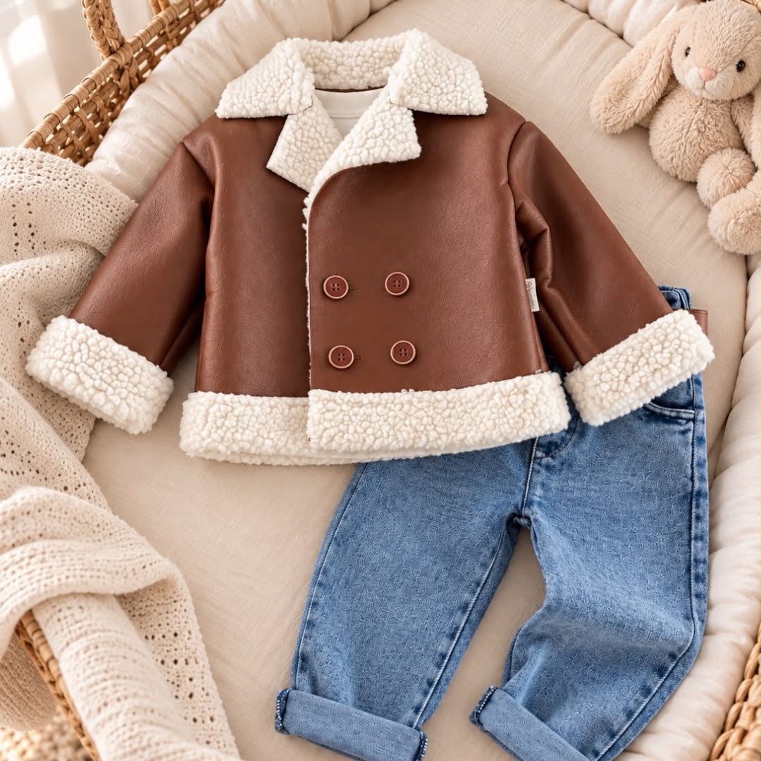 Baby & Toddler Teddy-Trim Jacket and Jeans Set