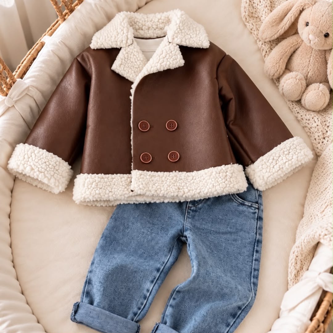 Baby & Toddler Teddy-Trim Jacket and Jeans Set