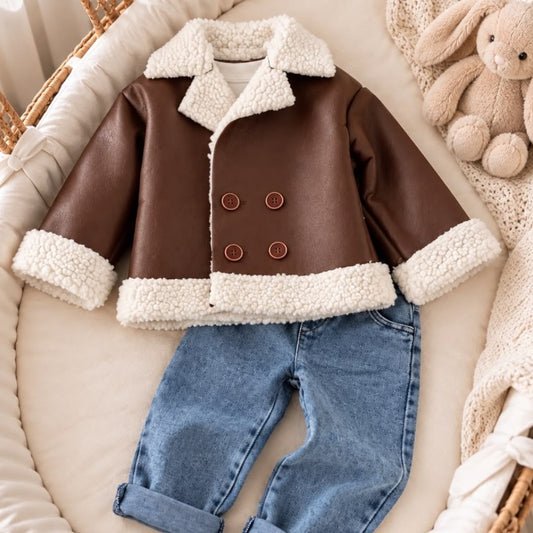 Baby & Toddler Teddy-Trim Jacket and Jeans Set