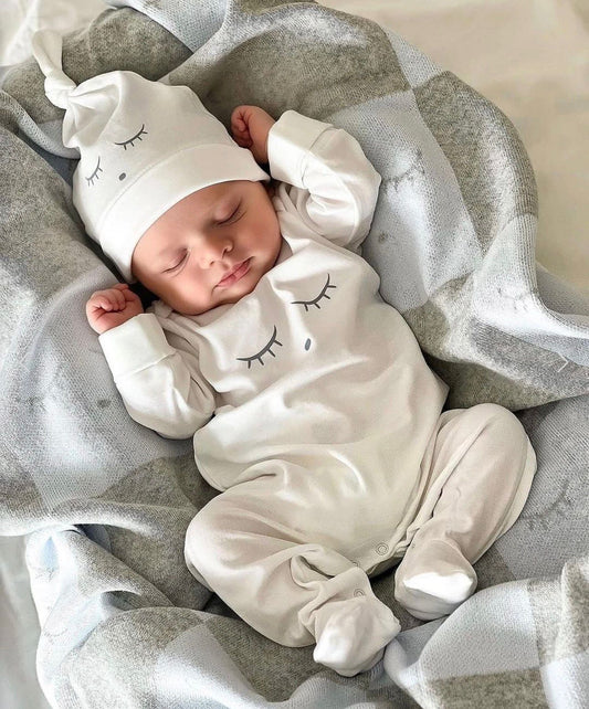 Baby Bunny Romper with Hat - Cream Sleepy Eyes Set