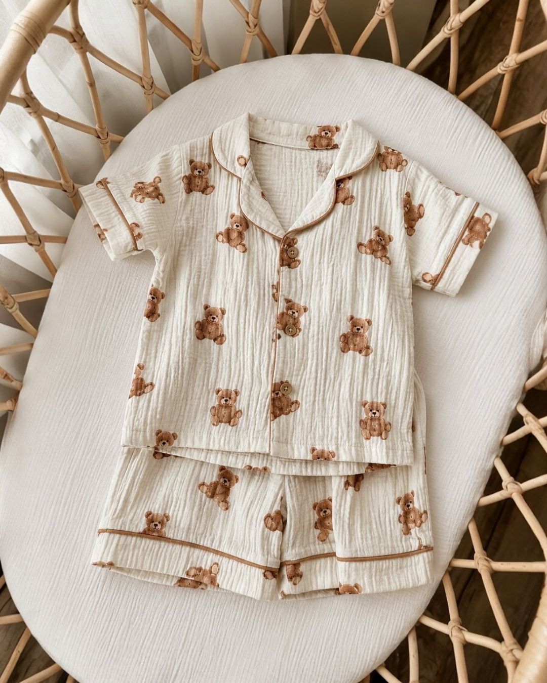 Teddy Bear Muslin Pajama Set