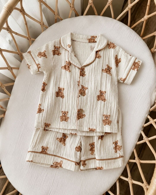 Teddy Bear Muslin Pajama Set