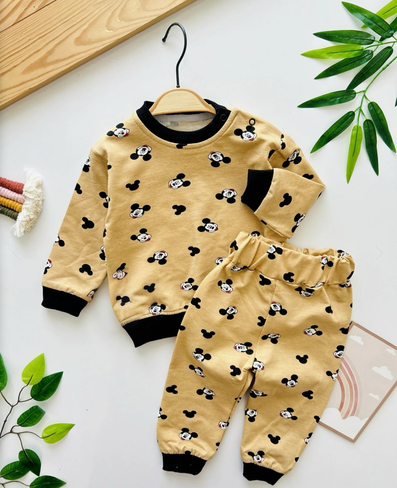 Cartoon Mouse Pajama Set - Yellow