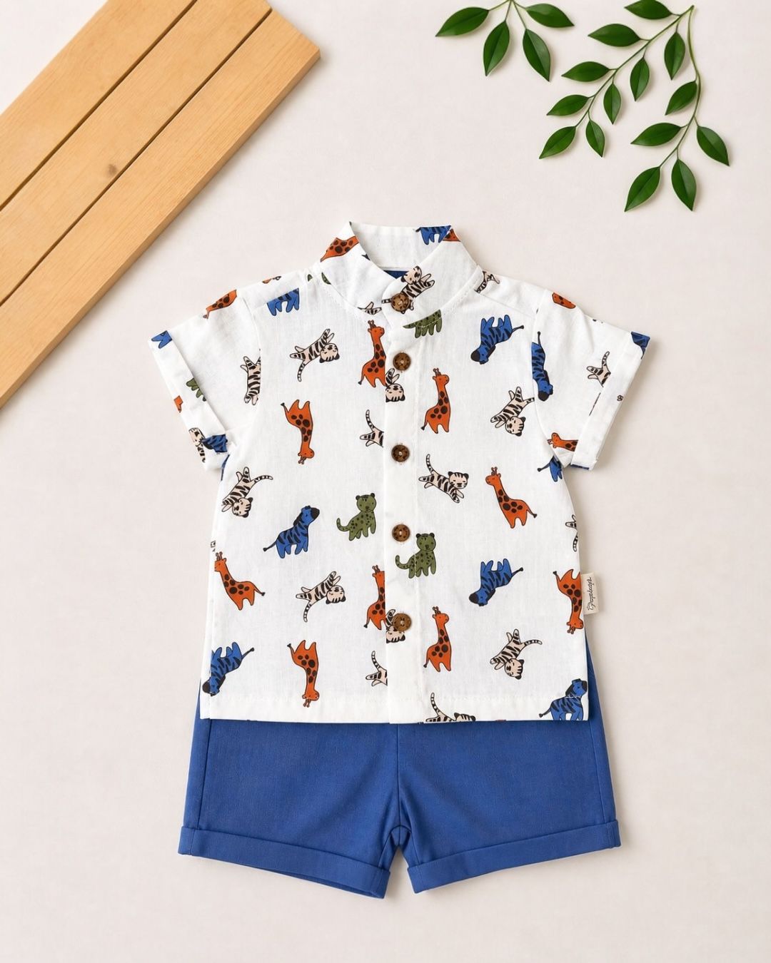 Safari Animals Baby Two-Piece Set | Shirt and Shorts