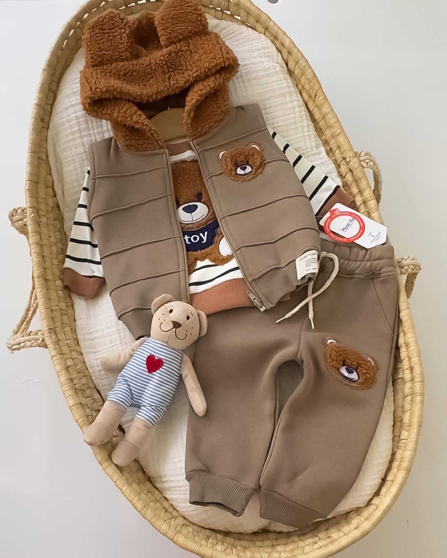 Teddy Bear Pocket Baby Tracksuit Set