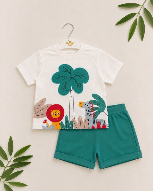 Boys Safari Animal T-Shirt & Shorts Set – Jungle Summer Outfit