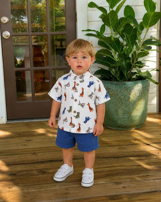 Safari Animals Baby Two-Piece Set | Shirt and Shorts