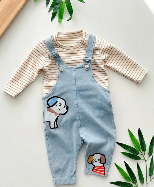 Cute Puppy Dungaree Set for Baby