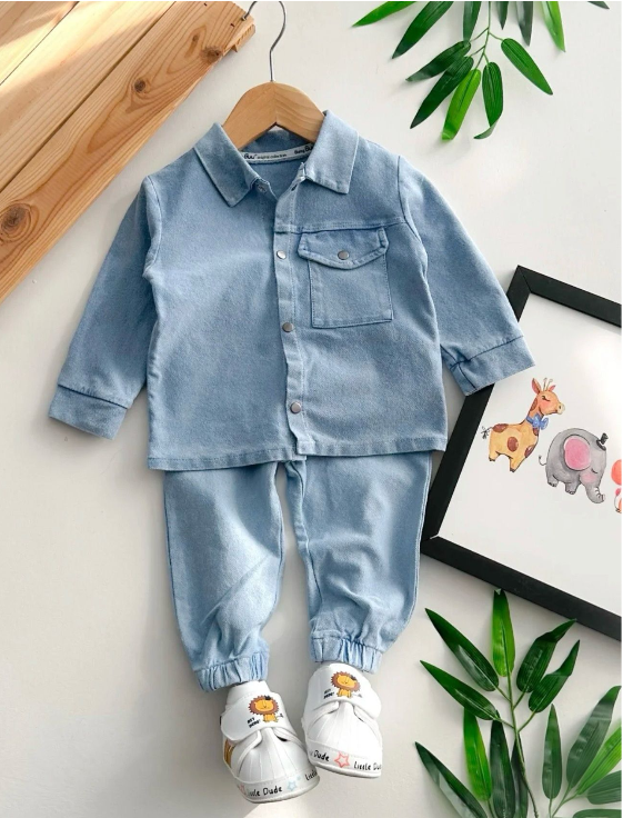 Baby Boy Denim Shirt and Pants Set
