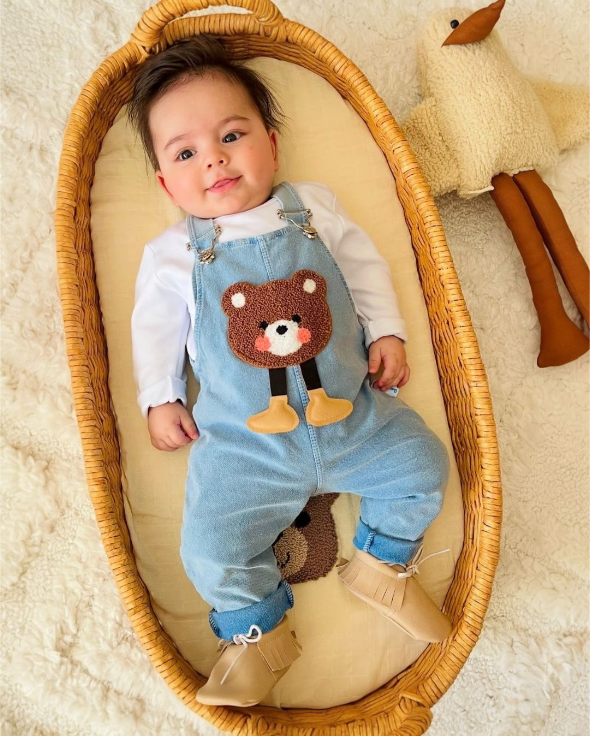 Teddy Bear Denim Dungaree Set